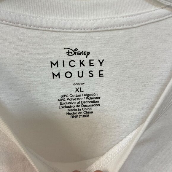 Disney Mickey Mouse Embroidered Tee Floral Womens Size XL White - Picture 4 of 7